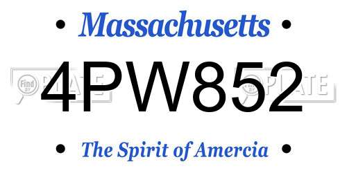 4PW852 Massachusetts License Plate
