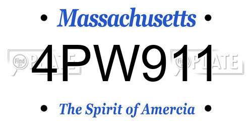 4PW911 Massachusetts License Plate