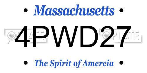 4PWD27 Massachusetts License Plate
