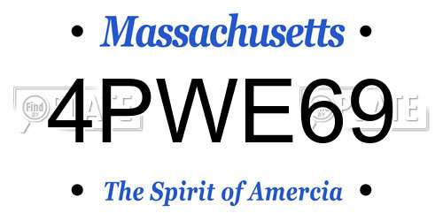 4PWE69 Massachusetts License Plate