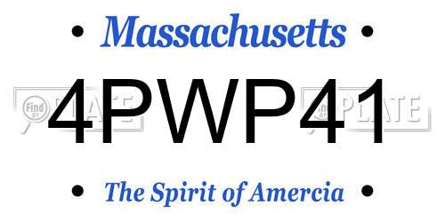 4PWP41 Massachusetts License Plate