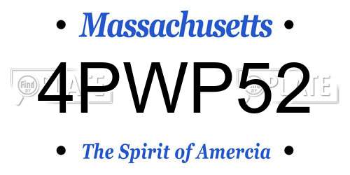 4PWP52 Massachusetts License Plate