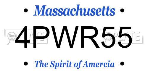 4PWR55 Massachusetts License Plate