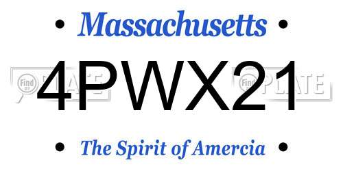 4PWX21 Massachusetts License Plate