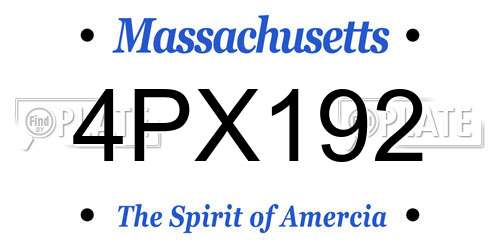 4PX192 Massachusetts License Plate