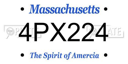 4PX224 Massachusetts License Plate