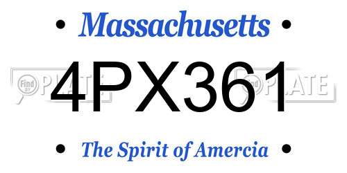4PX361 Massachusetts License Plate