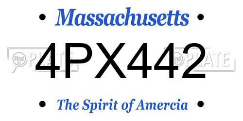 4PX442 Massachusetts License Plate