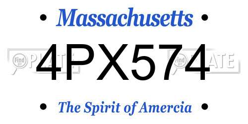 4PX574 Massachusetts License Plate