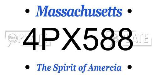4PX588 Massachusetts License Plate