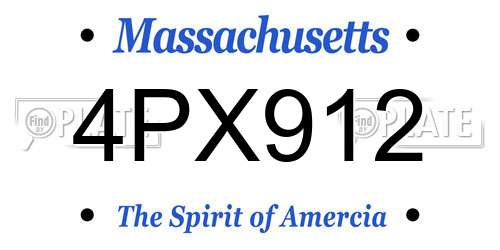 4PX912 Massachusetts License Plate