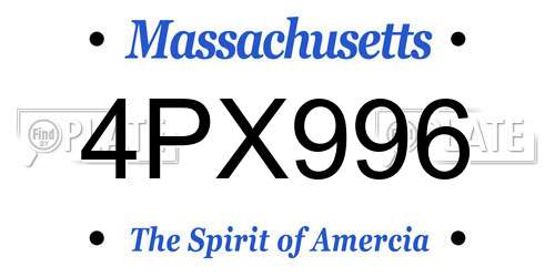 4PX996 Massachusetts License Plate