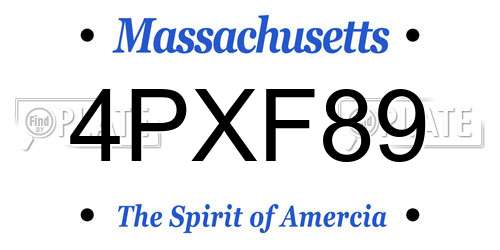 4PXF89 Massachusetts License Plate