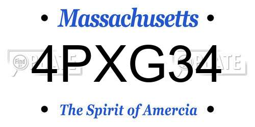 4PXG34 Massachusetts License Plate