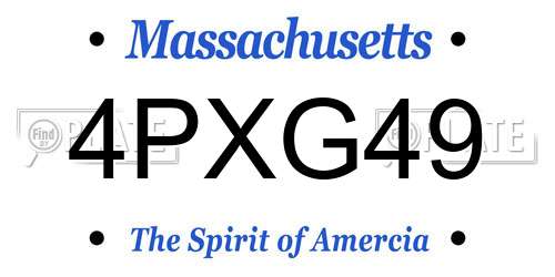4PXG49 Massachusetts License Plate