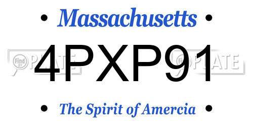 4PXP91 Massachusetts License Plate