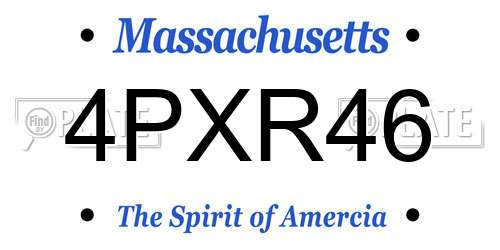 4PXR46 Massachusetts License Plate