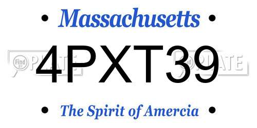 4PXT39 Massachusetts License Plate