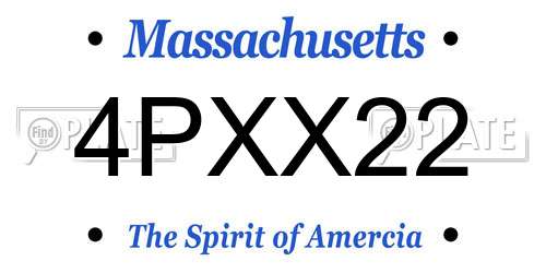 4PXX22 Massachusetts License Plate
