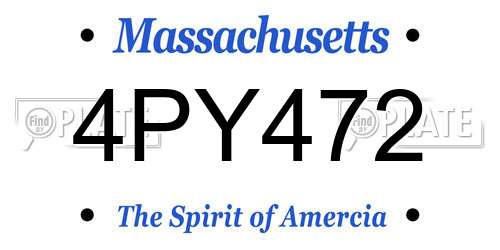 4PY472 Massachusetts License Plate