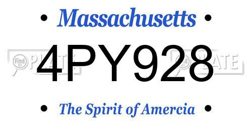 4PY928 Massachusetts License Plate
