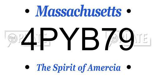 4PYB79 Massachusetts License Plate