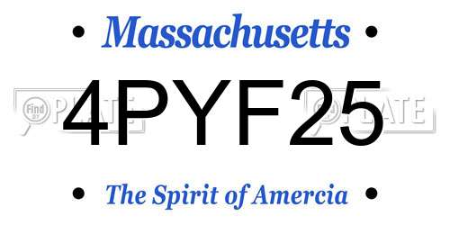 4PYF25 Massachusetts License Plate