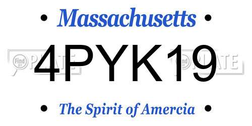 4PYK19 Massachusetts License Plate