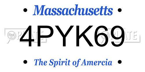 4PYK69 Massachusetts License Plate