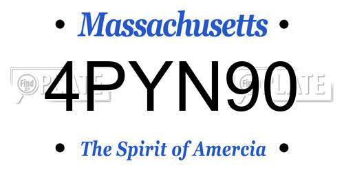 4PYN90 Massachusetts License Plate
