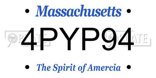 4PYP94 Massachusetts License Plate