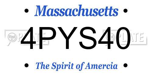 4PYS40 Massachusetts License Plate