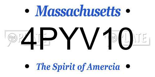 4PYV10 Massachusetts License Plate