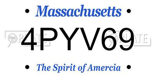 4PYV69 Massachusetts License Plate