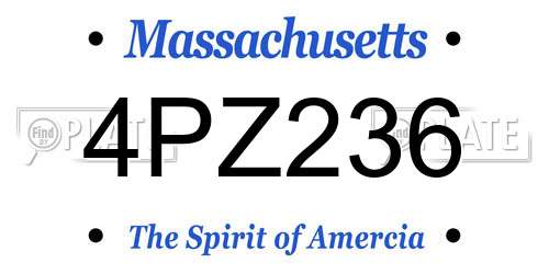 4PZ236 Massachusetts License Plate
