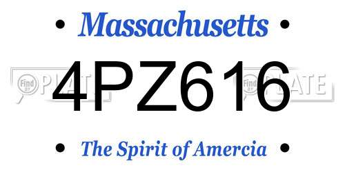 4PZ616 Massachusetts License Plate
