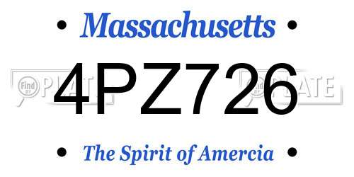 4PZ726 Massachusetts License Plate