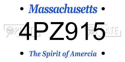 4PZ915 Massachusetts License Plate