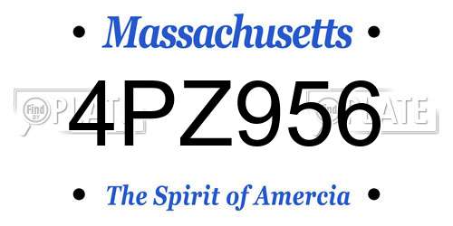 4PZ956 Massachusetts License Plate