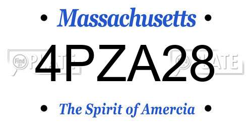 4PZA28 Massachusetts License Plate