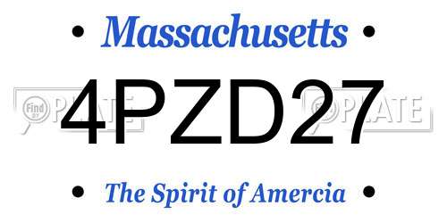 4PZD27 Massachusetts License Plate