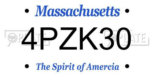 4PZK30 Massachusetts License Plate