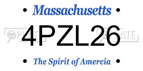 4PZL26 Massachusetts License Plate