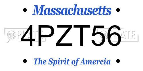 4PZT56 Massachusetts License Plate