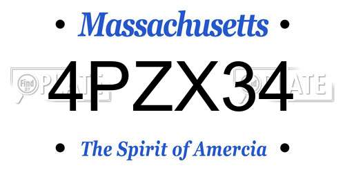 4PZX34 Massachusetts License Plate