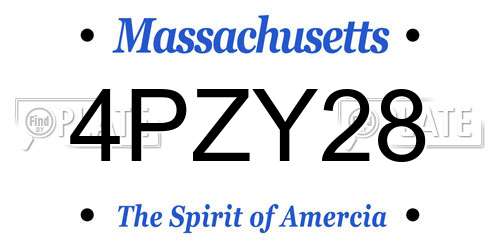 4PZY28 Massachusetts License Plate