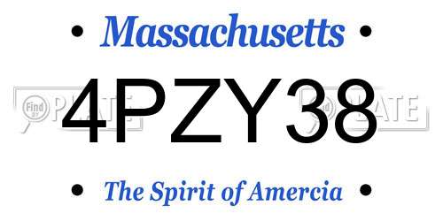 4PZY38 Massachusetts License Plate