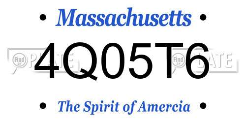 4Q05T6 Massachusetts License Plate
