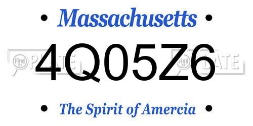 4Q05Z6 Massachusetts License Plate