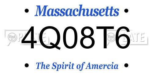 4Q08T6 Massachusetts License Plate